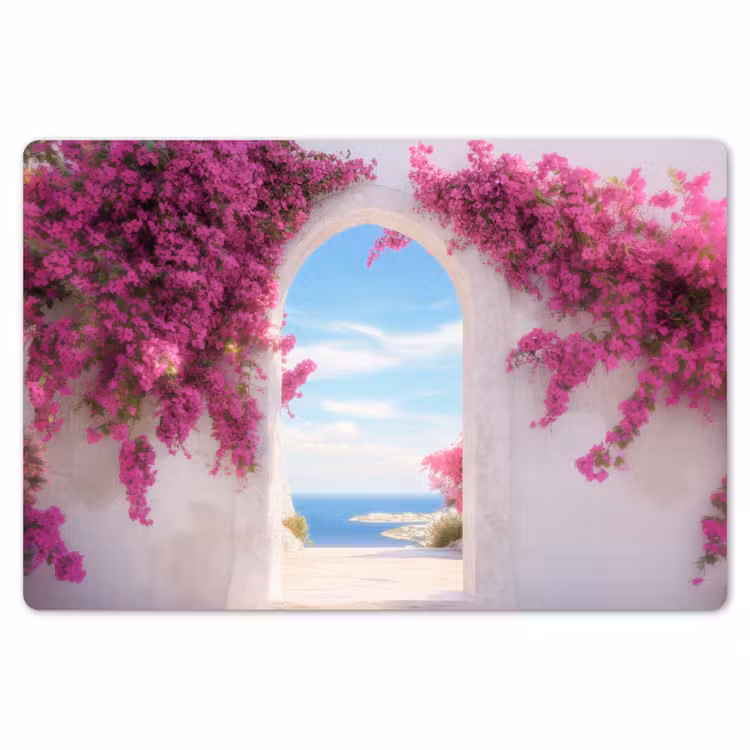 Zee - Roze - Bloemen - Poort Placemat vinyl groot -zzsfeer1_Kitchenyeah-website