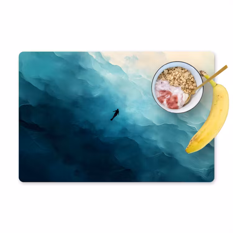 Zee - Silhouet - Abstract - Blauw Placemat vinyl groot -zzzproduct_Kitchenyeah-website
