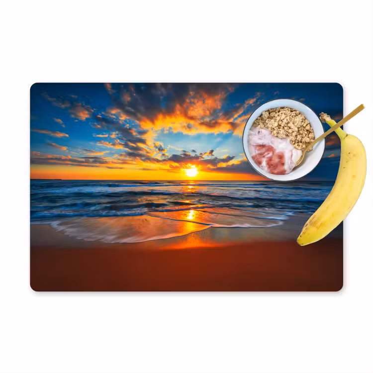 Zee - Zonsondergang - Strand - Wolken - Oranje Placemat vinyl groot -zzzproduct_Kitchenyeah-website