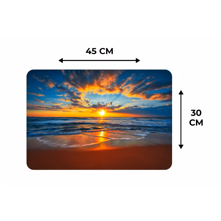 Zee - Zonsondergang - Strand - Wolken - Oranje Placemat vinyl groot -specs