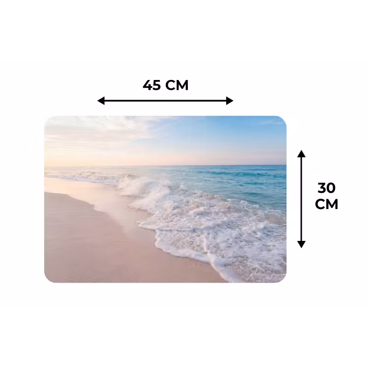 Zee - Golven - Strand - Natuur - Wit Placemat vinyl groot -specs