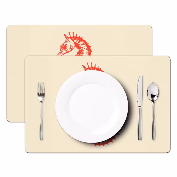 Zeepaardje - Rood - Fijne details Placemat vinyl groot -zzsfeer2_Kitchenyeah-website