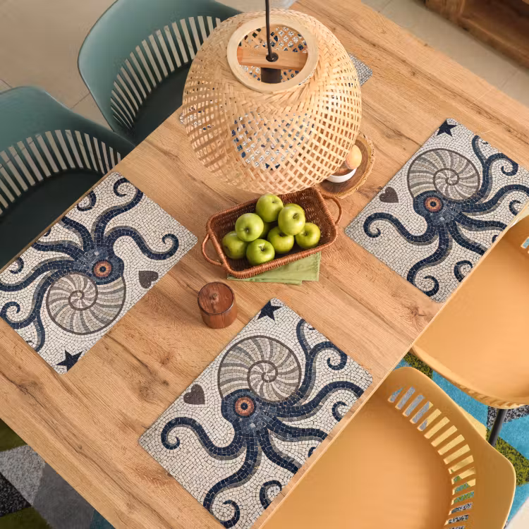 Zeeleven - Mozaïek - Kunst - Vintage - Beige Placemat vinyl groot -zzsfeer5_Kitchenyeah-website