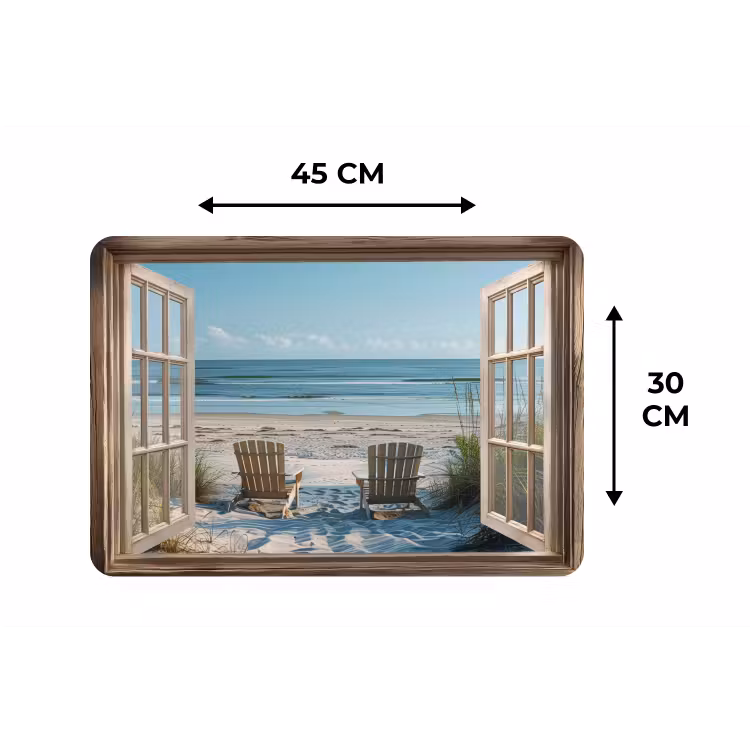 Doorkijk - Strandstoelen - Duinen - Zee - Natuur Placemat vinyl groot -specs