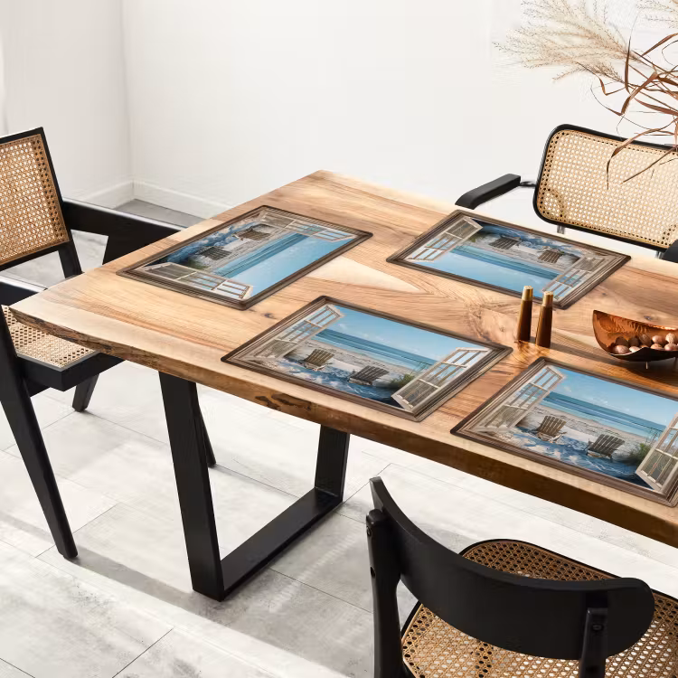 Doorkijk - Strandstoelen - Duinen - Zee - Natuur Placemat vinyl groot -zzsfeer4_Kitchenyeah-website