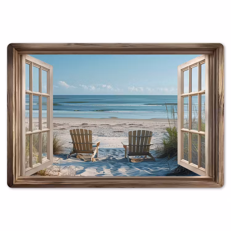 Doorkijk - Strandstoelen - Duinen - Zee - Natuur Placemat vinyl groot -zzsfeer1_Kitchenyeah-website