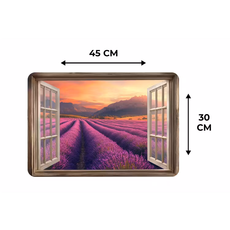 Doorkijk - Lavendel - Landschap - Bloemen - Paars Placemat vinyl groot -specs