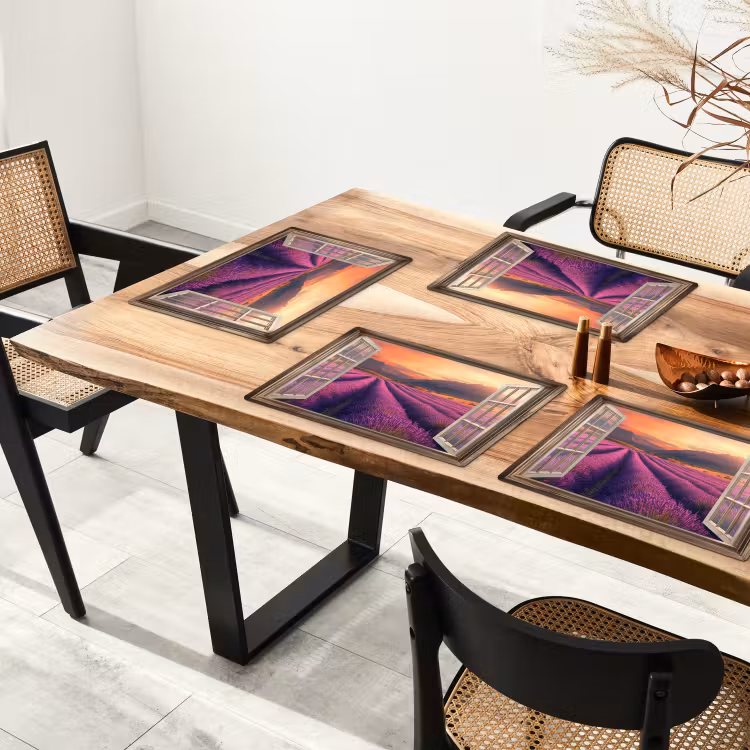 Doorkijk - Lavendel - Landschap - Bloemen - Paars Placemat vinyl groot -zzsfeer4_Kitchenyeah-website