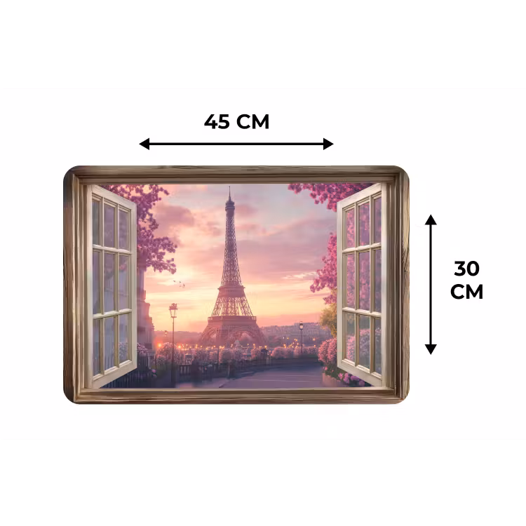 Doorkijk - Parijs - Eiffeltoren - Roze - Kersenbloesem Placemat vinyl groot -specs