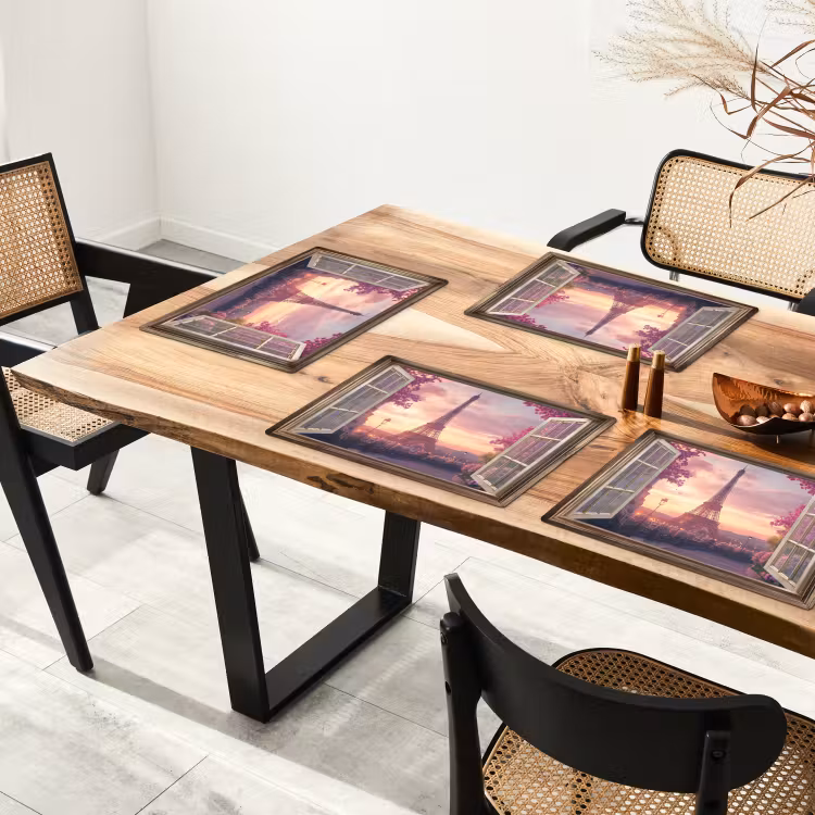 Doorkijk - Parijs - Eiffeltoren - Roze - Kersenbloesem Placemat vinyl groot -zzsfeer4_Kitchenyeah-website