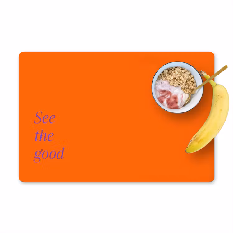 See te good - Paars - Oranje Placemat vinyl groot -zzzproduct_Kitchenyeah-website