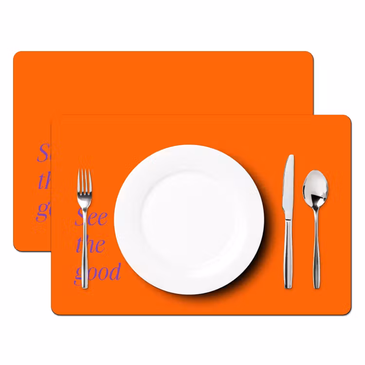 See te good - Paars - Oranje Placemat vinyl groot -zzsfeer2_Kitchenyeah-website