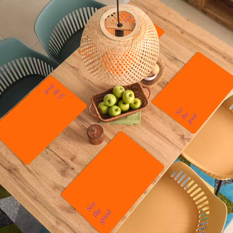 See te good - Paars - Oranje Placemat vinyl groot -zzsfeer5_Kitchenyeah-website