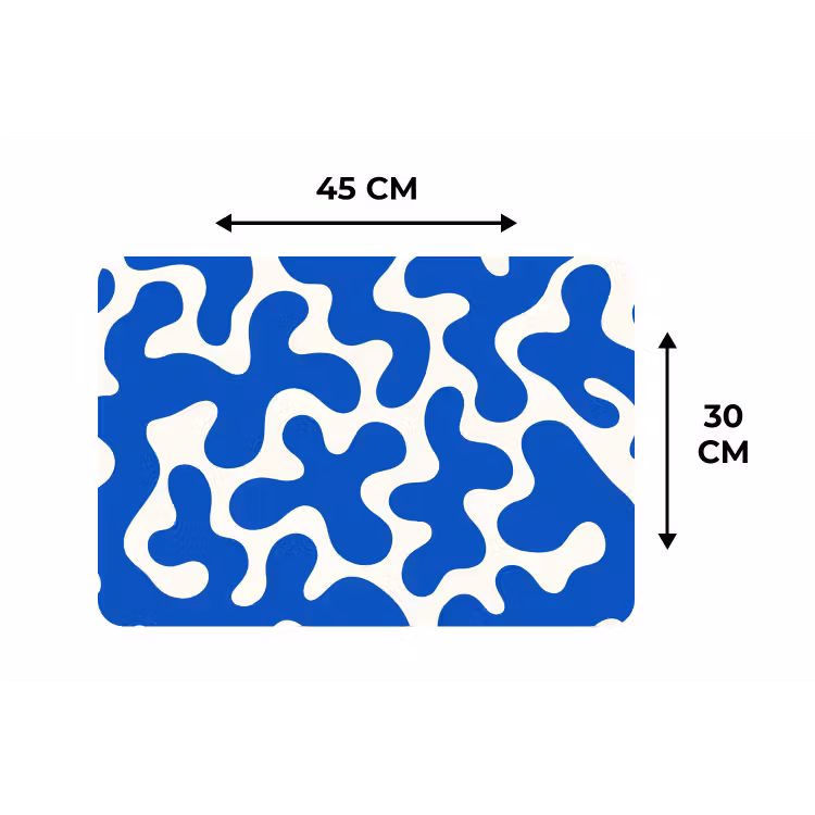 Vormen - Abstract - Blauw - Golven Placemat vinyl groot -specs