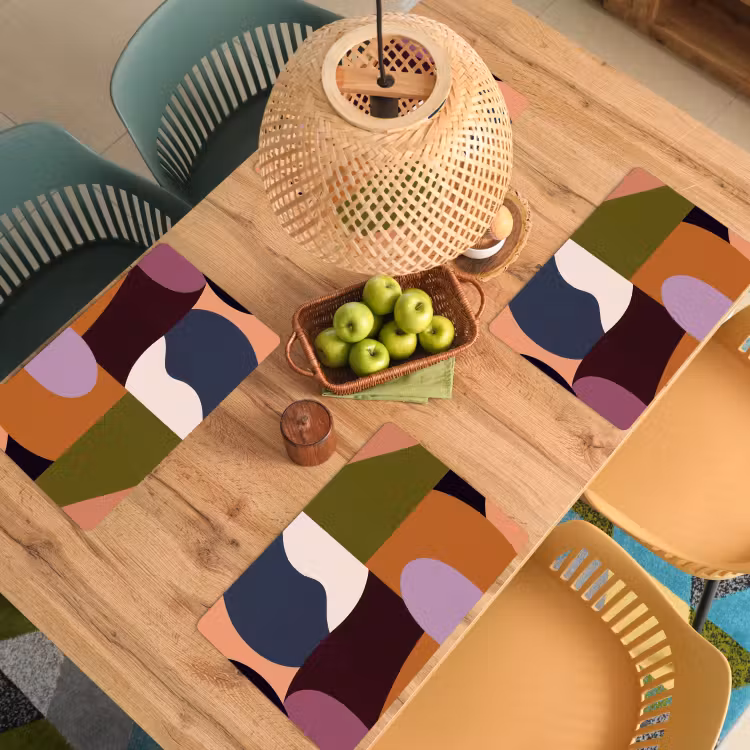 Vormen - Abstract - Kleuren - Vierkant Placemat vinyl groot -zzsfeer5_Kitchenyeah-website