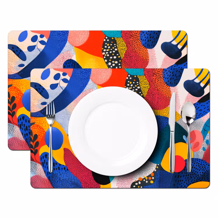 Vormen - Abstract - Stippels - Blauw Placemat vinyl groot -zzsfeer2_Kitchenyeah-website