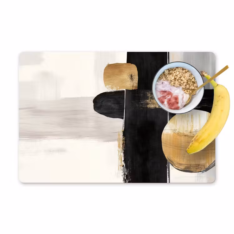 Vormen - Penseelstreken - Abstract - Goud Placemat vinyl groot -zzzproduct_Kitchenyeah-website