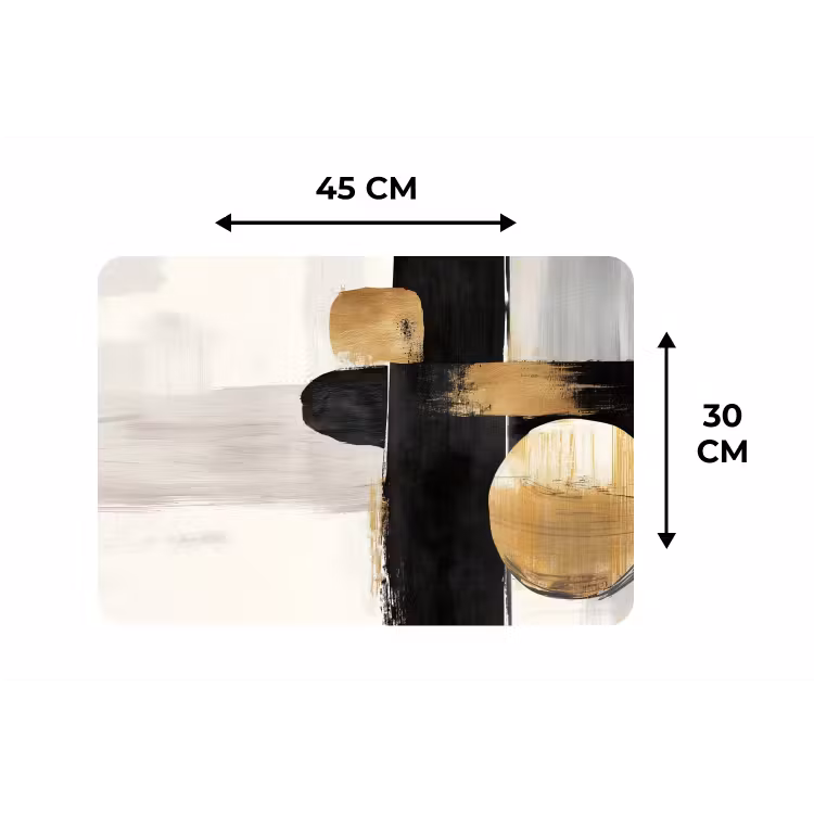 Vormen - Penseelstreken - Abstract - Goud Placemat vinyl groot -specs