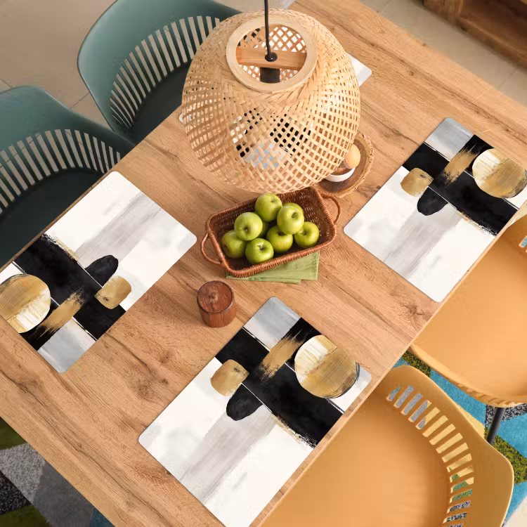 Vormen - Penseelstreken - Abstract - Goud Placemat vinyl groot -zzsfeer5_Kitchenyeah-website