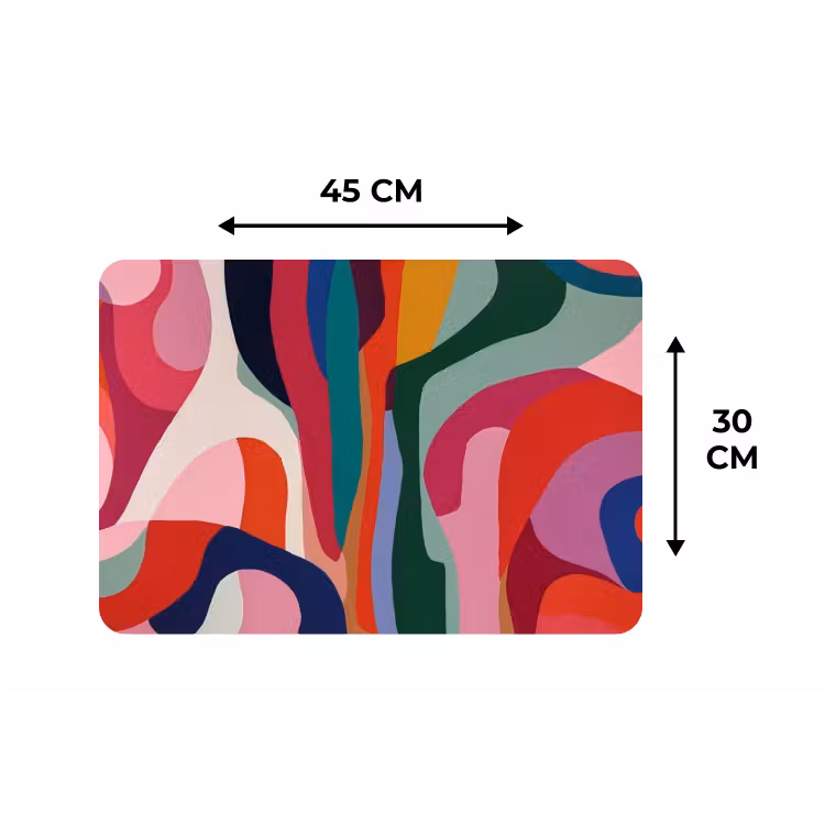 Vormen - Bochten - Kleurrijk - Abstract Placemat vinyl groot -specs