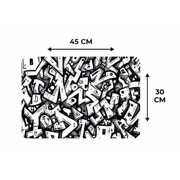 Vormen - Letters - Graffiti - Zwart Placemat vinyl groot -specs