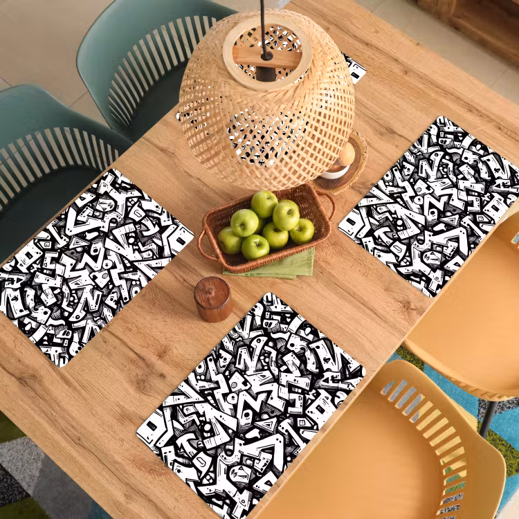 Vormen - Letters - Graffiti - Zwart Placemat vinyl groot -zzsfeer5_Kitchenyeah-website