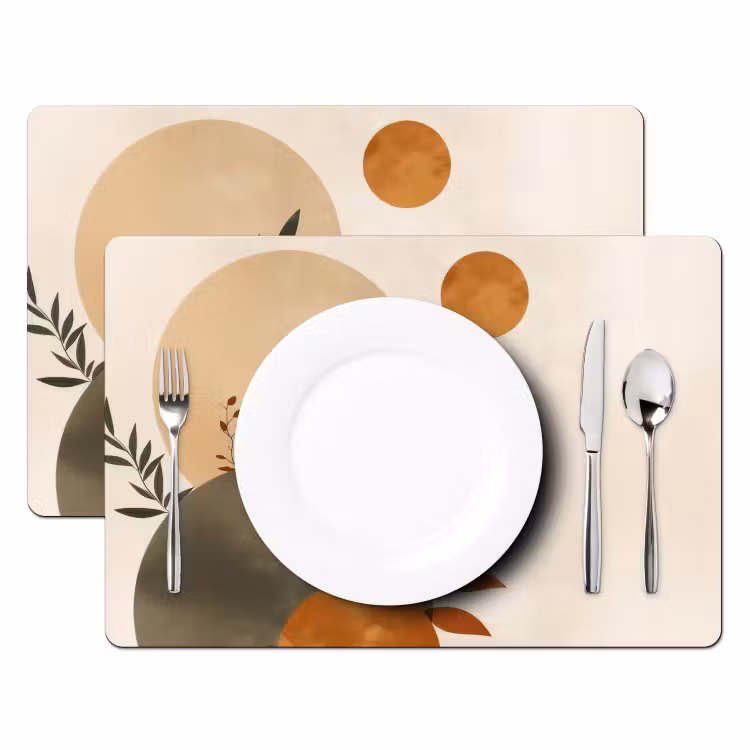 Vormen - Rond - Bladeren - Beige Placemat vinyl groot -zzsfeer2_Kitchenyeah-website