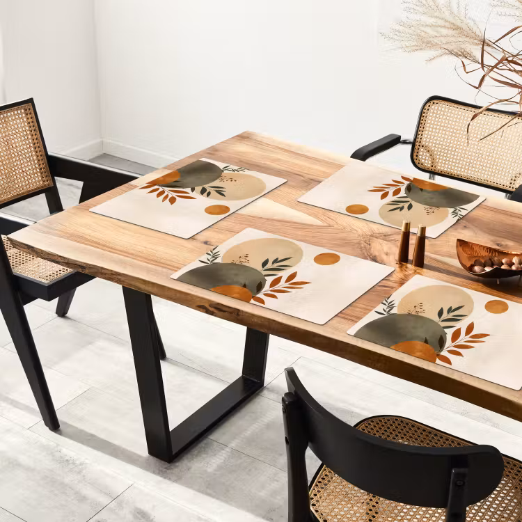 Vormen - Rond - Bladeren - Beige Placemat vinyl groot -zzsfeer4_Kitchenyeah-website