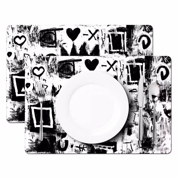 Vormen - Gezocht - Zwart - Abstract Placemat vinyl groot -zzsfeer2_Kitchenyeah-website