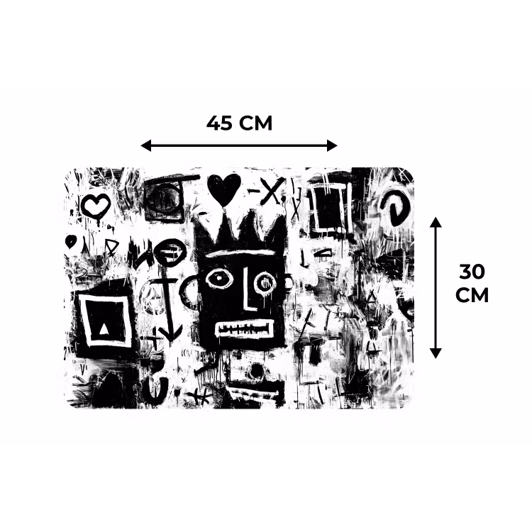 Vormen - Gezocht - Zwart - Abstract Placemat vinyl groot -specs