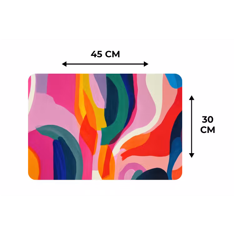 Vormen - Golvend - Abstract - Felroze Placemat vinyl groot -specs