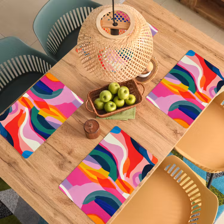 Vormen - Golvend - Abstract - Felroze Placemat vinyl groot -zzsfeer5_Kitchenyeah-website