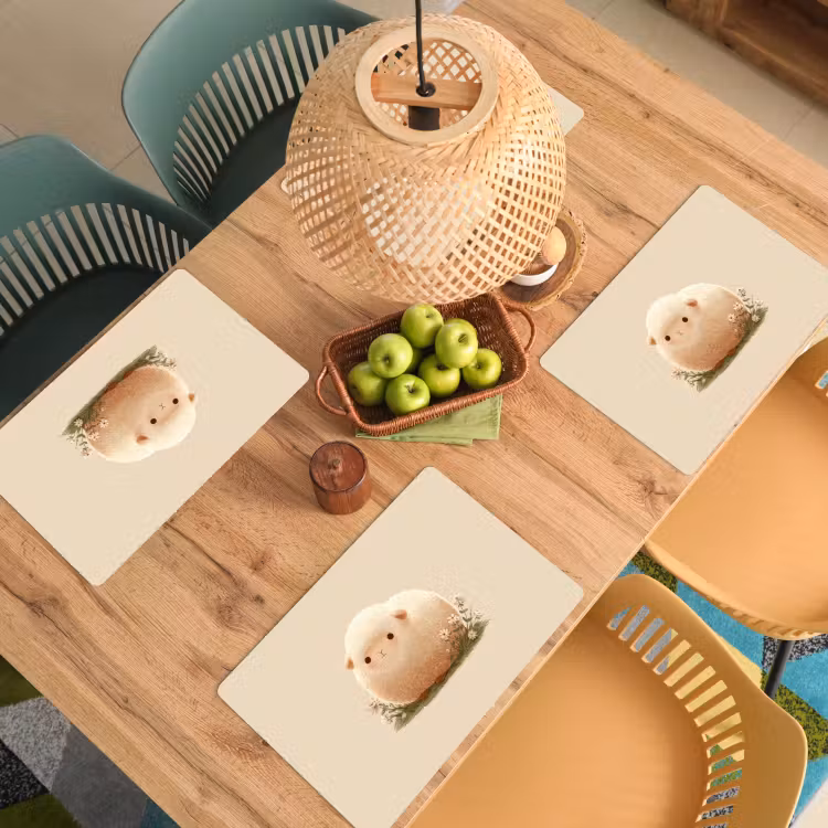 Schaap - Beige - Bloemen Placemat vinyl groot -zzsfeer5_Kitchenyeah-website