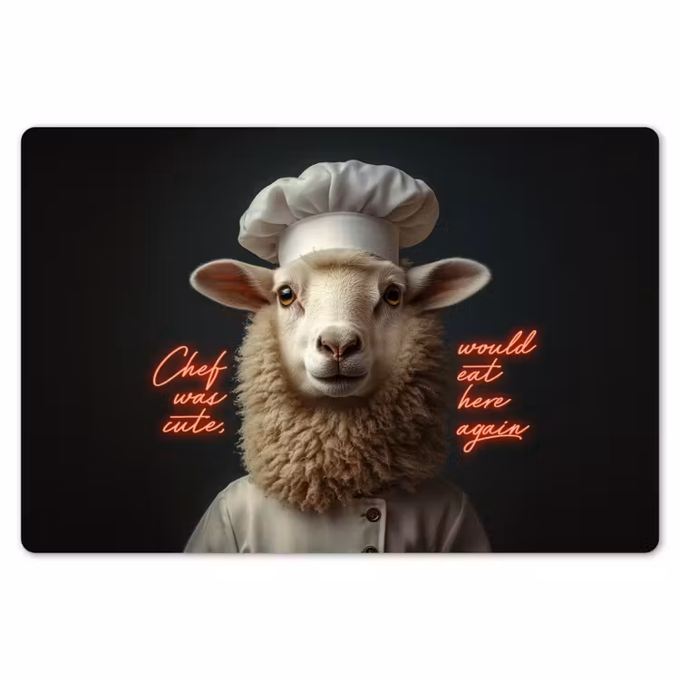 Schaap - Kokskleding - Neon - Quote Placemat vinyl groot -zzsfeer1_Kitchenyeah-website