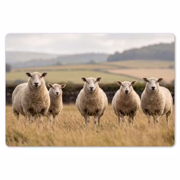 Schapen - Weidenlandschap - Heuvels Placemat vinyl groot -zzsfeer1_Kitchenyeah-website