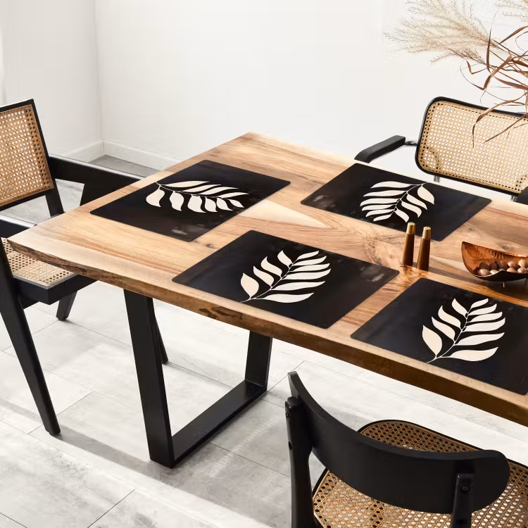 Blad - Wit - Minimalistisch Placemat vinyl groot -zzsfeer4_Kitchenyeah-website
