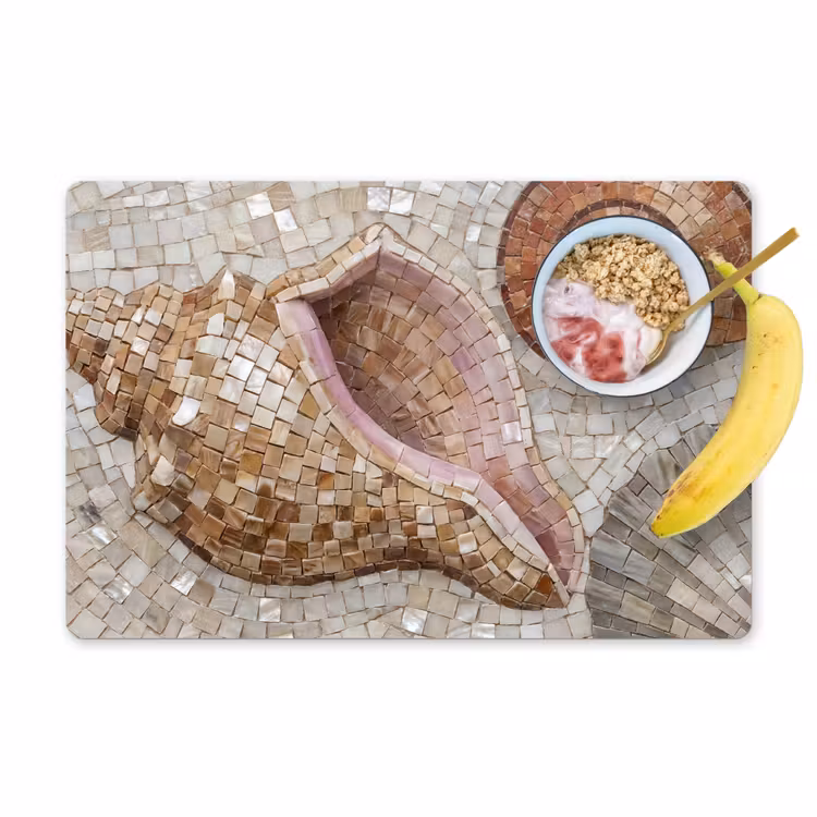 Schelp - Mozaïek - Zee - Beige - Modern Placemat vinyl groot -zzzproduct_Kitchenyeah-website