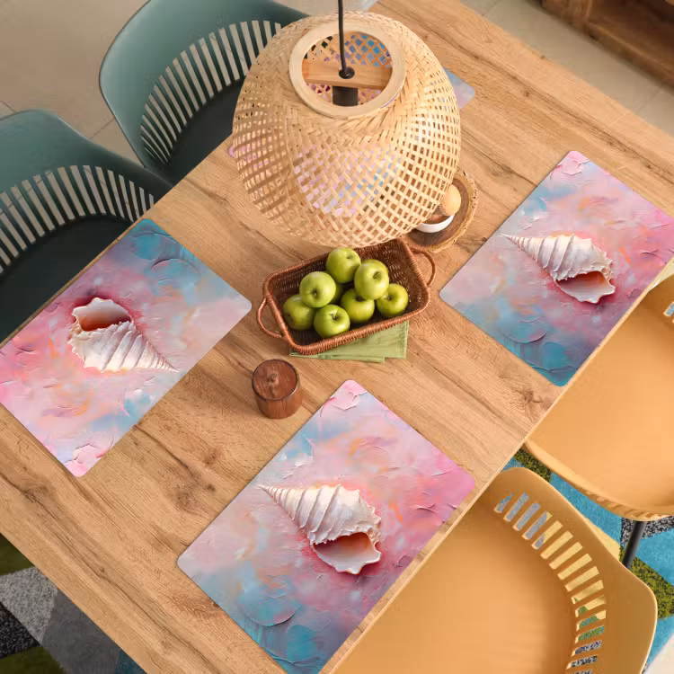 Schelp - Pastel - Pink Placemat vinyl groot -zzsfeer5_Kitchenyeah-website