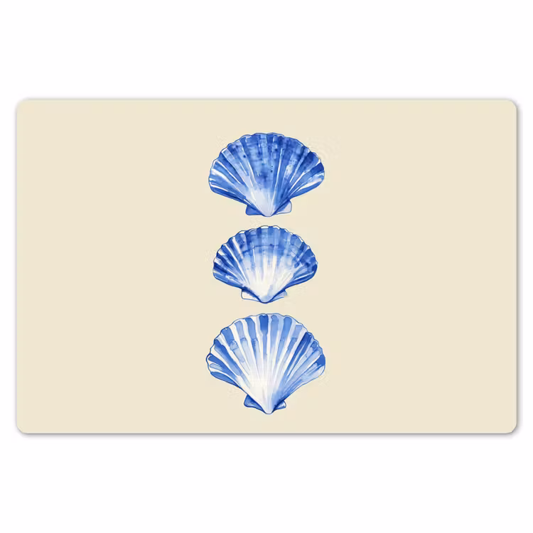 Schelpen - Blauw - Beige Placemat vinyl groot -zzsfeer1_Kitchenyeah-website
