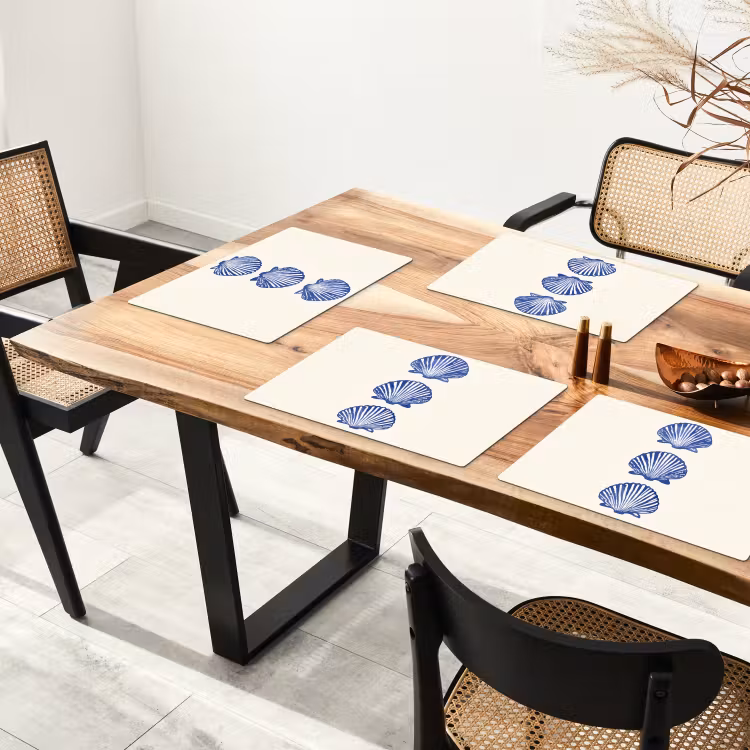 Schelpen - Blauw - Patroon Placemat vinyl groot -zzsfeer4_Kitchenyeah-website