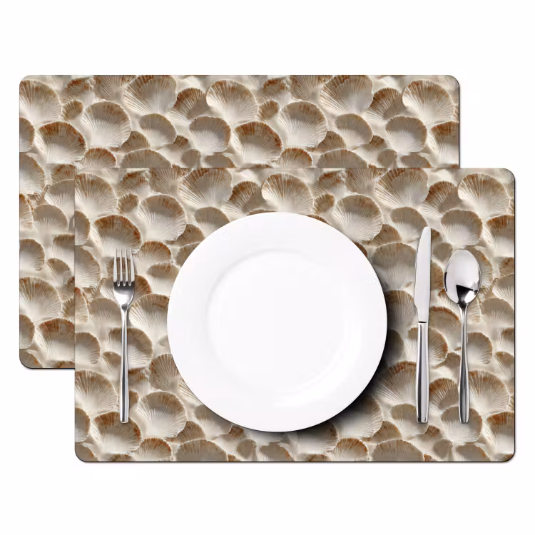 Schelpen - Waaiervorm - Wit Placemat vinyl groot 368 -zzsfeer2_Kitchenyeah-website
