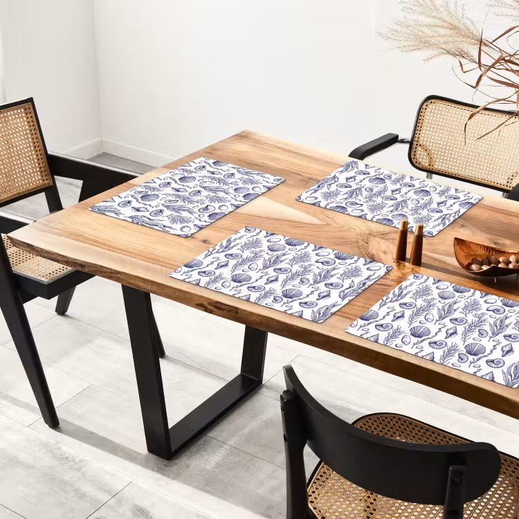 Schelpen - Zeewier - Oceaan - Illustratie - Blauw Placemat vinyl groot -zzsfeer4_Kitchenyeah-website