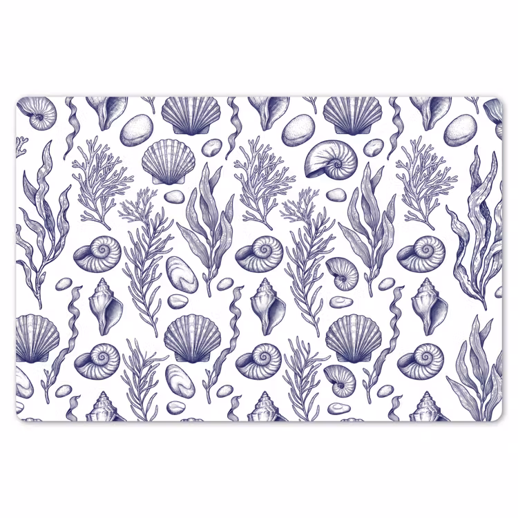 Schelpen - Zeewier - Oceaan - Illustratie - Blauw Placemat vinyl groot -zzsfeer1_Kitchenyeah-website