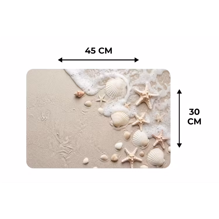 Schelpen - Zeesterren - Strand Placemat vinyl groot -specs