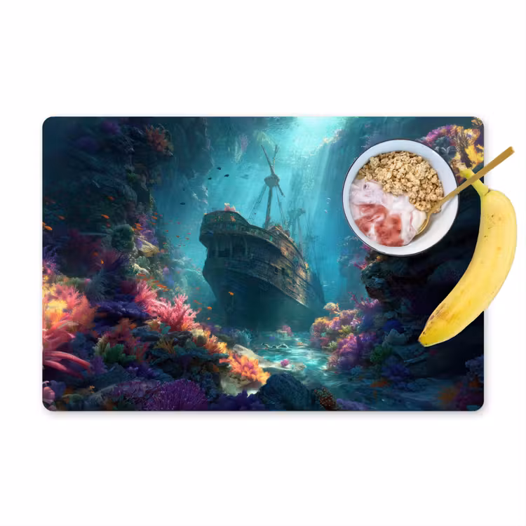 Schip - Hout - Koraalriffen - Zonlicht Placemat vinyl groot -zzzproduct_Kitchenyeah-website
