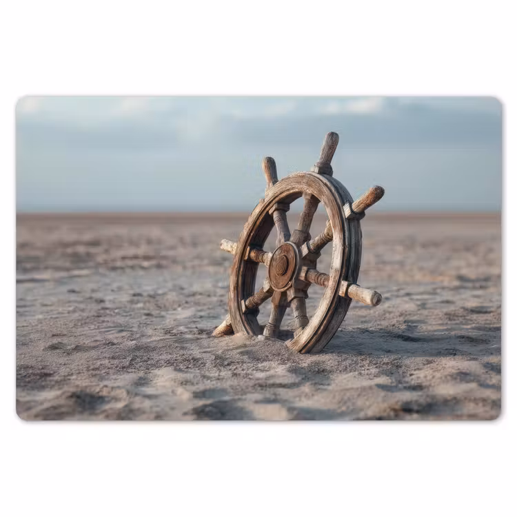 Scheepsstuur - Hout - Bruin - Zand Placemat vinyl groot -zzsfeer1_Kitchenyeah-website