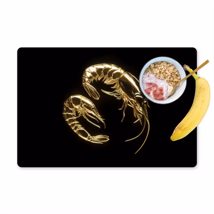 Garnalen - Zwart - Goud - Dieren Placemat vinyl groot -zzzproduct_Kitchenyeah-website