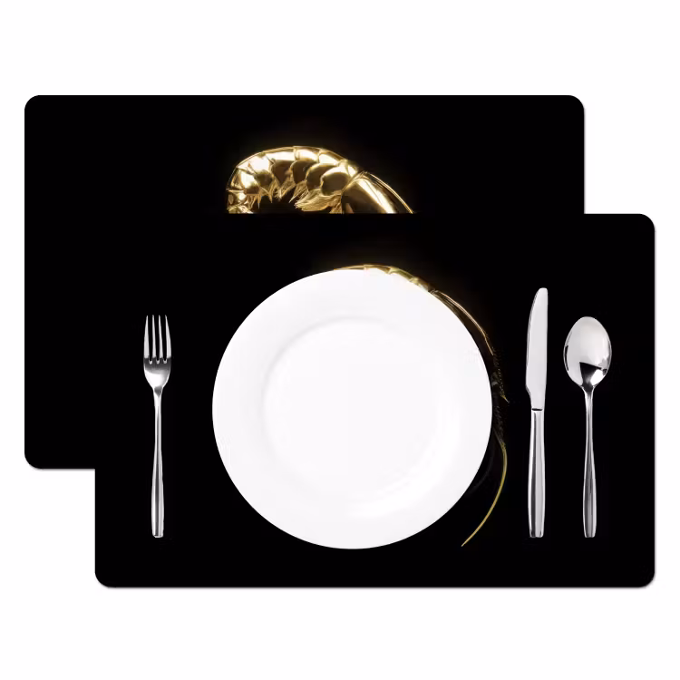 Garnalen - Zwart - Goud - Dieren Placemat vinyl groot -zzsfeer2_Kitchenyeah-website