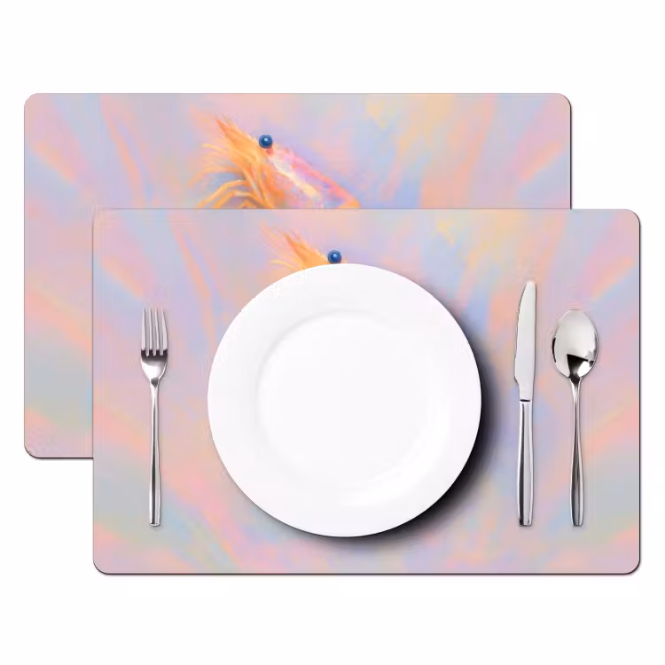 Garnaal - Subtiele structuur - Blauw - Roze Placemat vinyl groot -zzsfeer2_Kitchenyeah-website