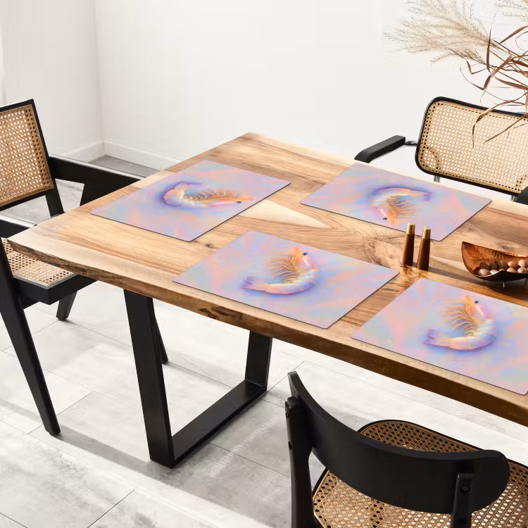 Garnaal - Subtiele structuur - Blauw - Roze Placemat vinyl groot -zzsfeer4_Kitchenyeah-website